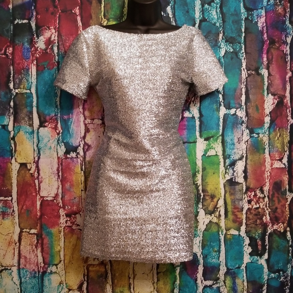 Metallic Woven Mini Dress
